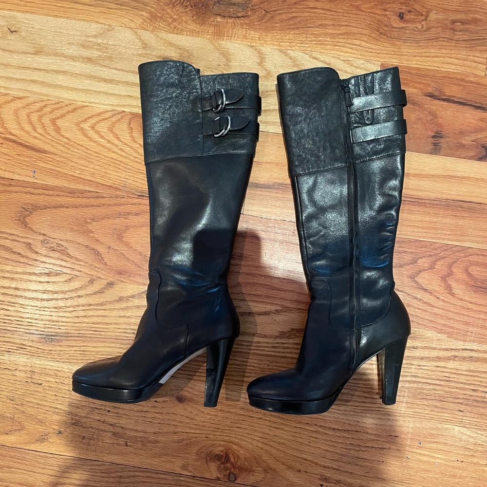 Cole Haan black tall boots, Nike Air, 7